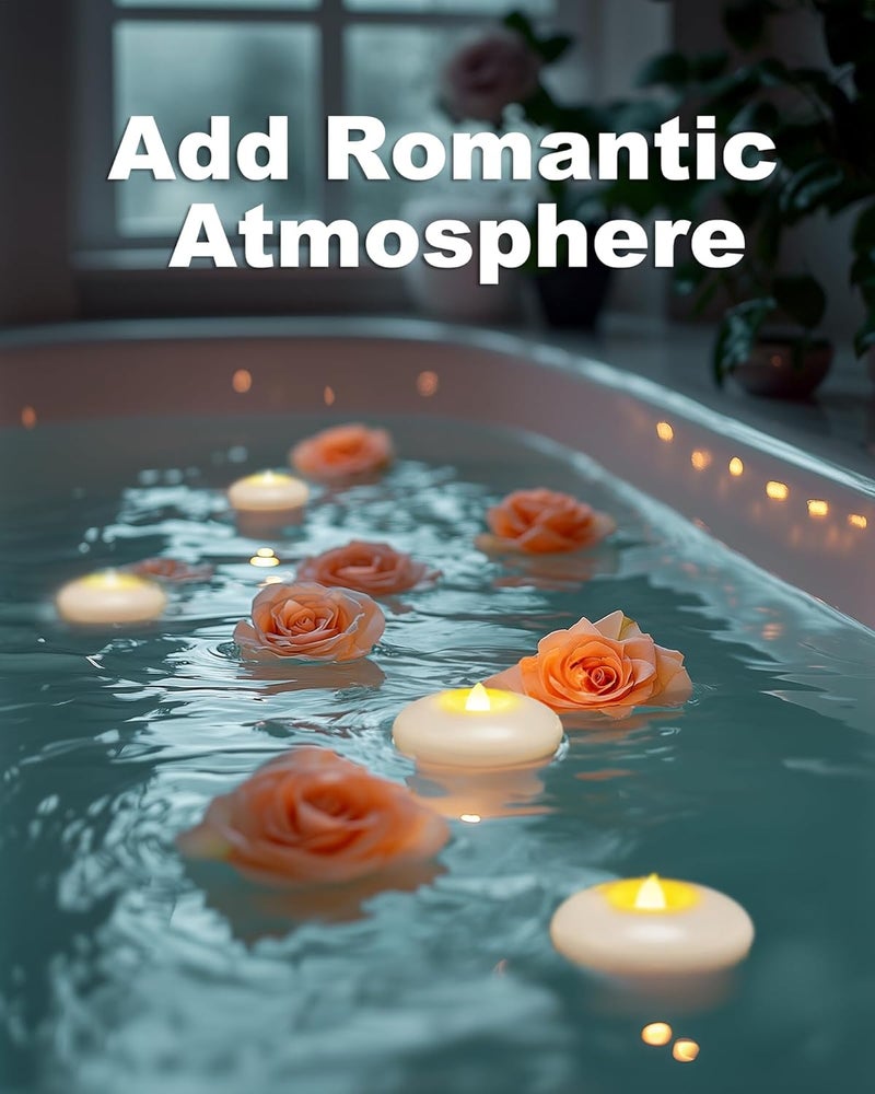 5PLOTS 24Pack 200 Hour Flameless Floating Candles, 3 Inches White Waterproof Led Tealights for Wedding Vases Centerpieces Party Proposal Pool Decor Decoration - Image 5
